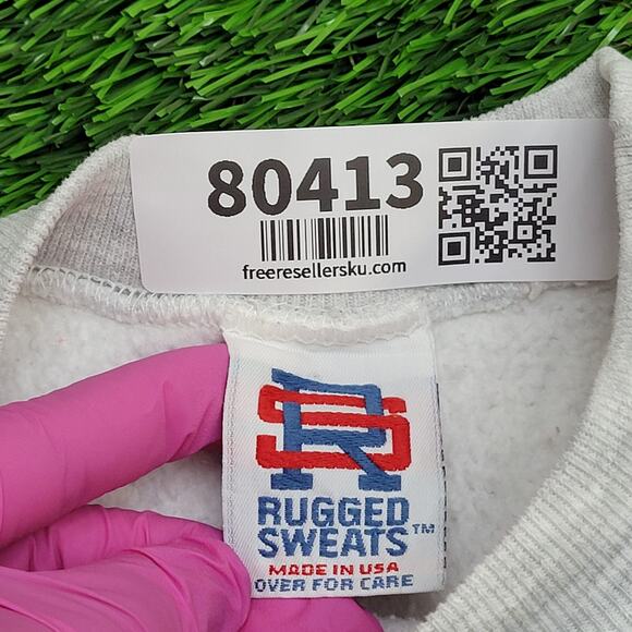 Vintage 90s Q-Sport Cropped Sweatshirt Large 22x24 USA - Picture 7 of 14